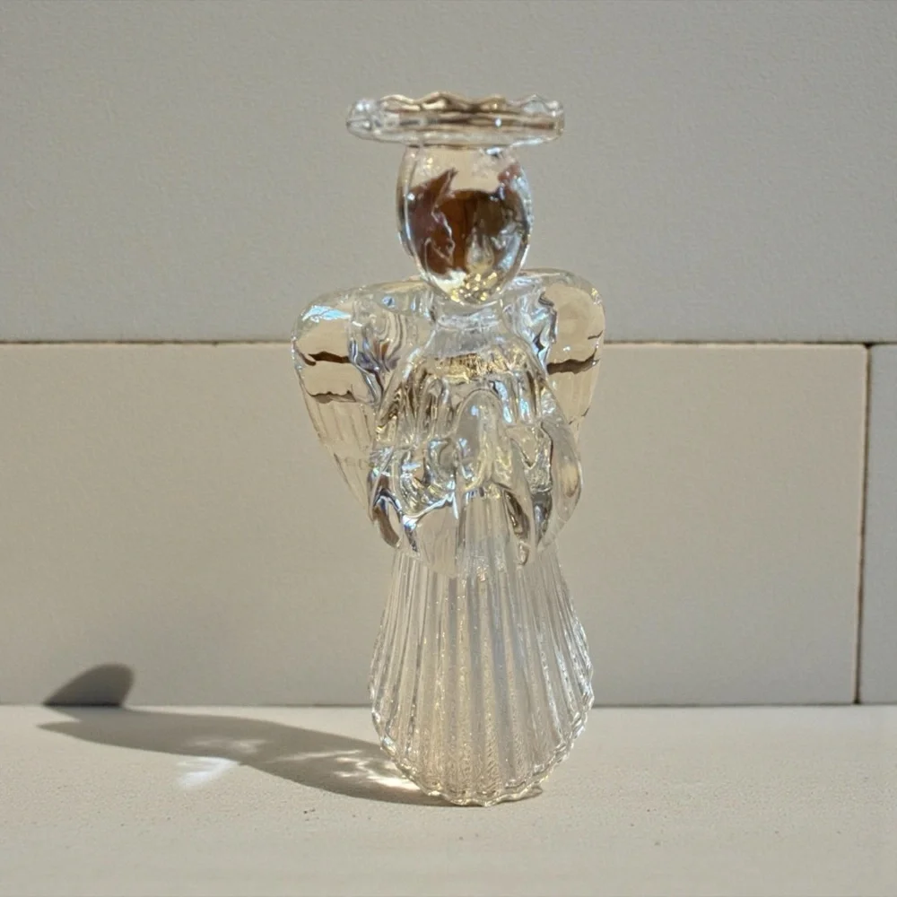 Set of 2 vintage crystal angels, candle holders, excellent condition